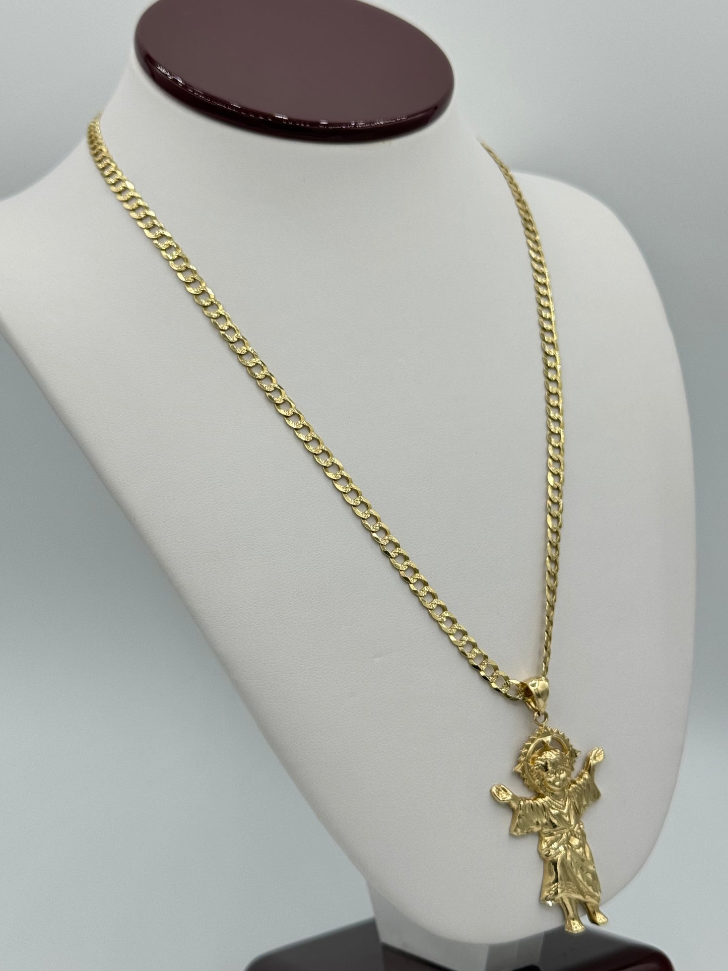 4.70mm Cuban Chain 14K Gold with Pendant Unisex