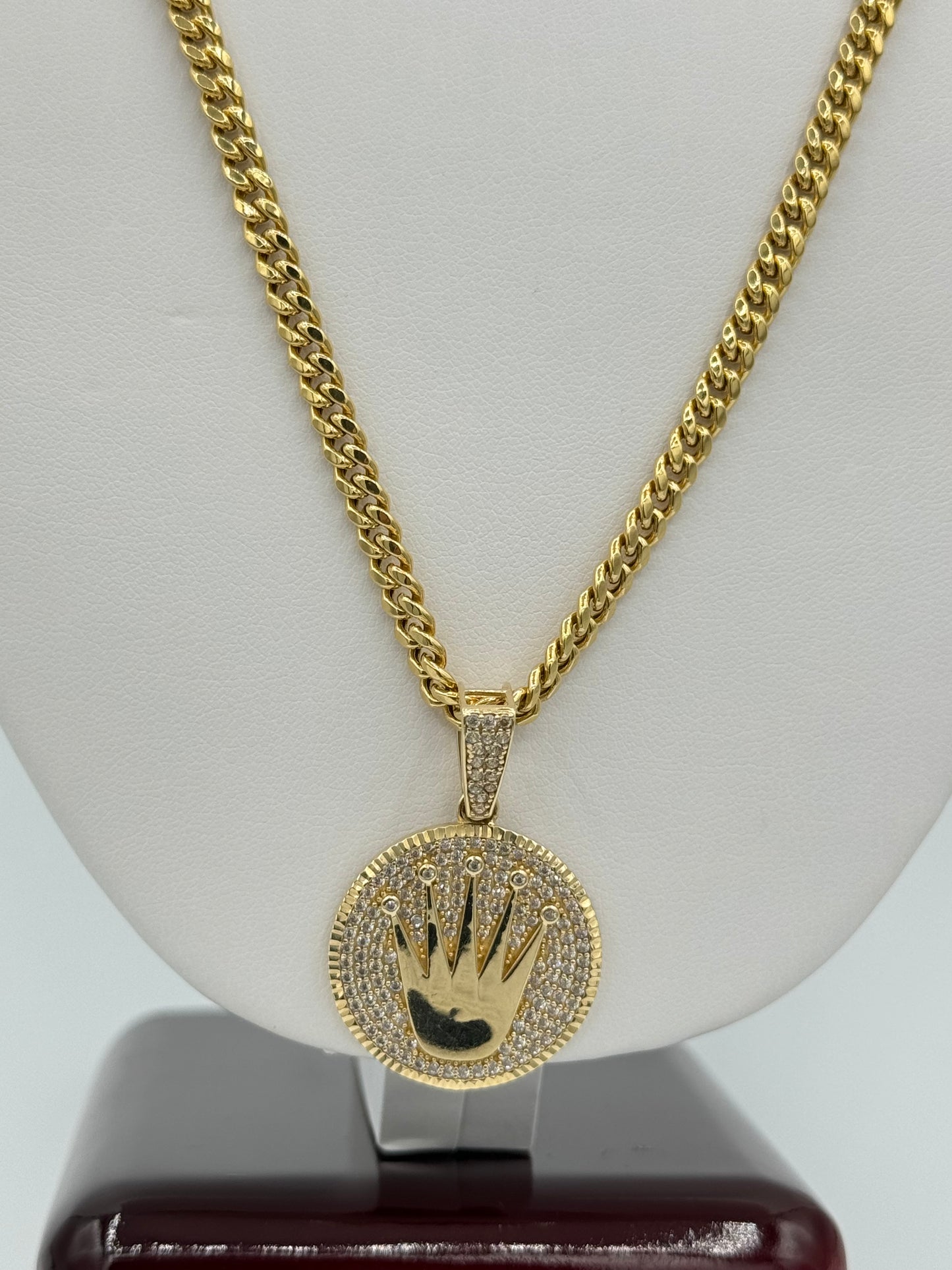 4.40mm Hollow Cuban Chain 14K Gold with Pendant