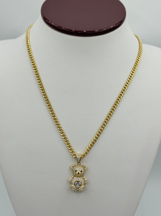 3.80mm Cuban Chain 14K Gold with Pendant