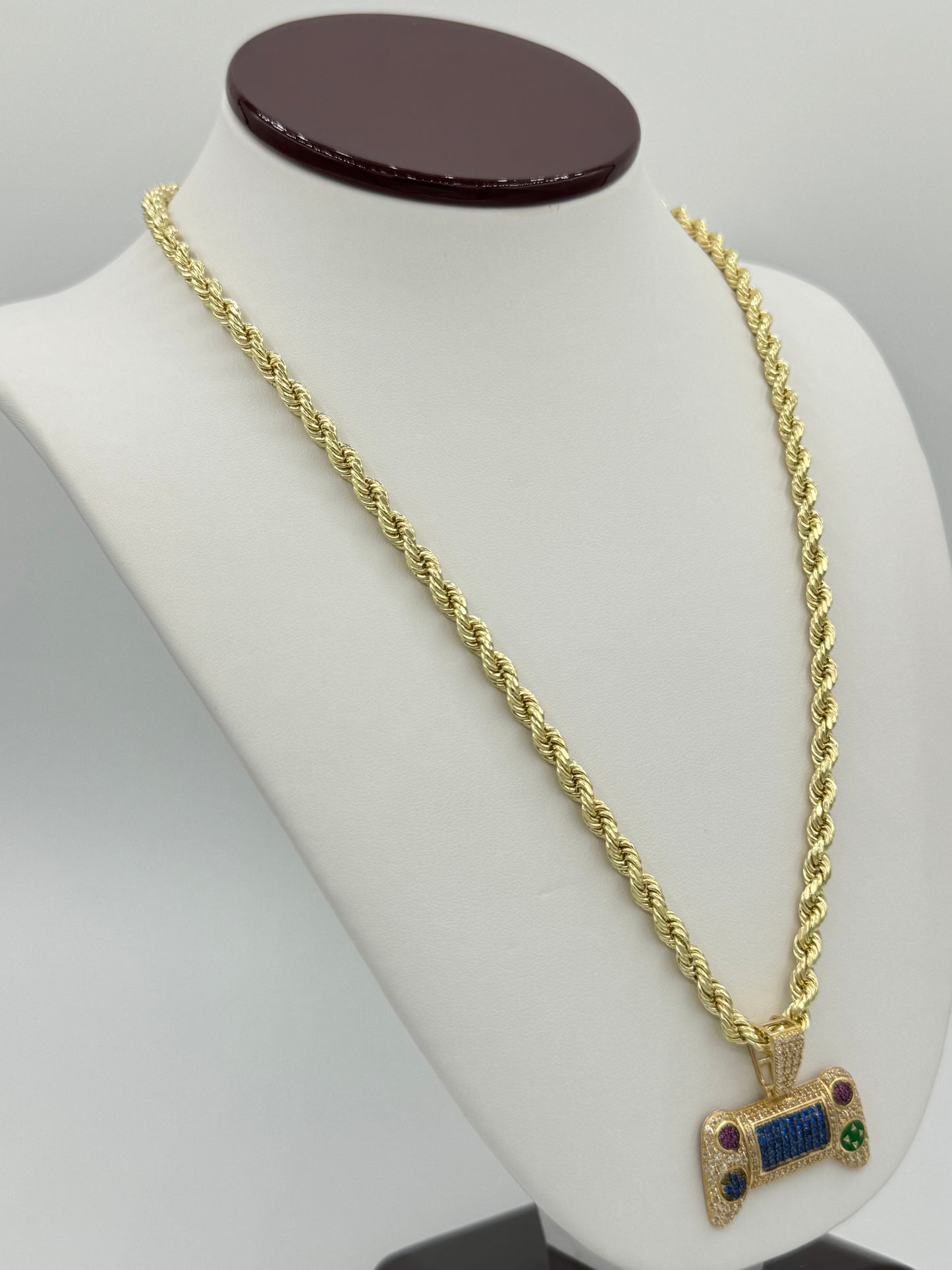 5mm Hollow Rope 14K Yellow Gold with Pendant