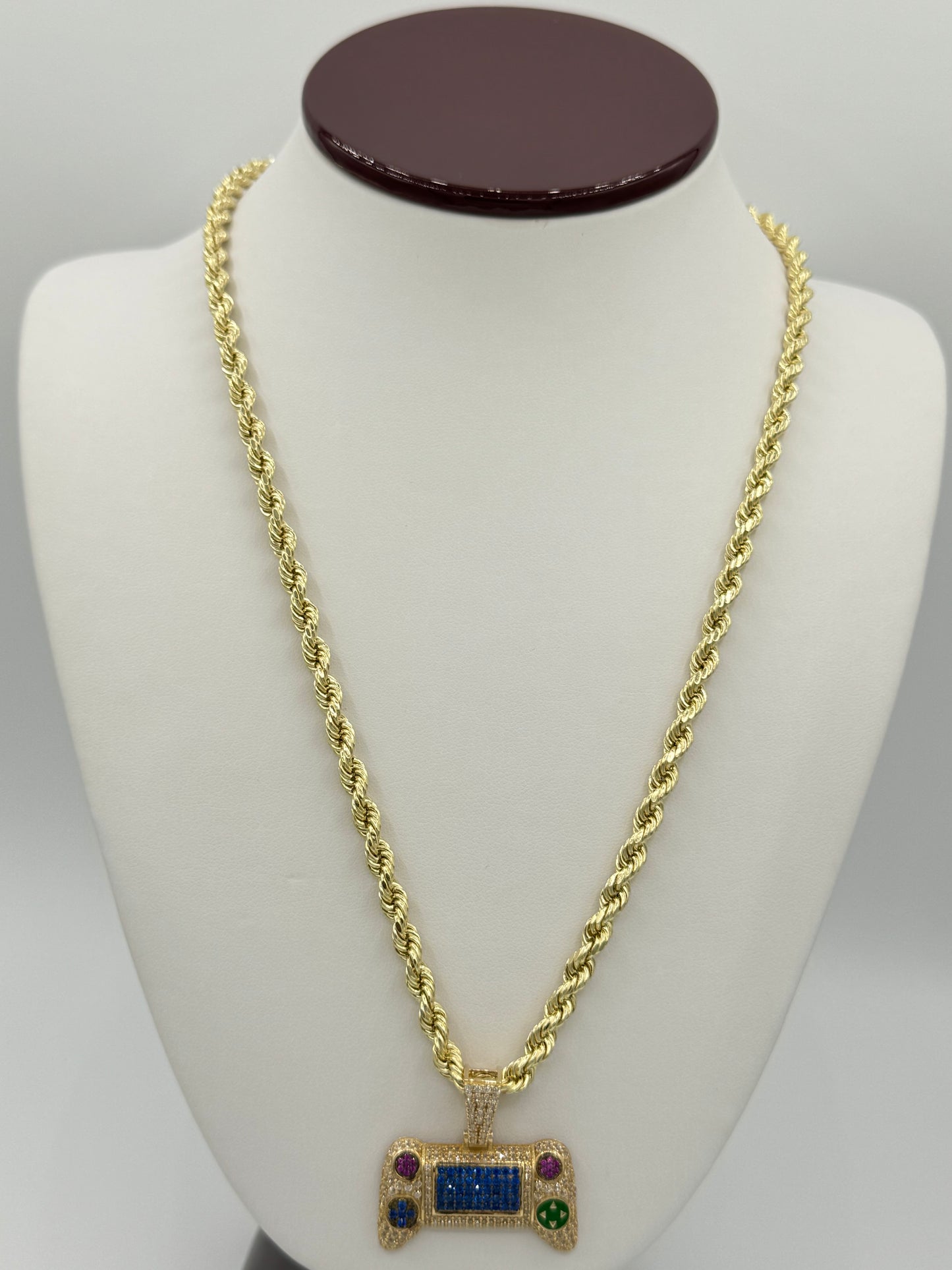 5mm Hollow Rope 14K Yellow Gold with Pendant